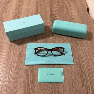 Tiffany & Co. Black and Red Cat Eye Glasses with Tiffany Blue Case